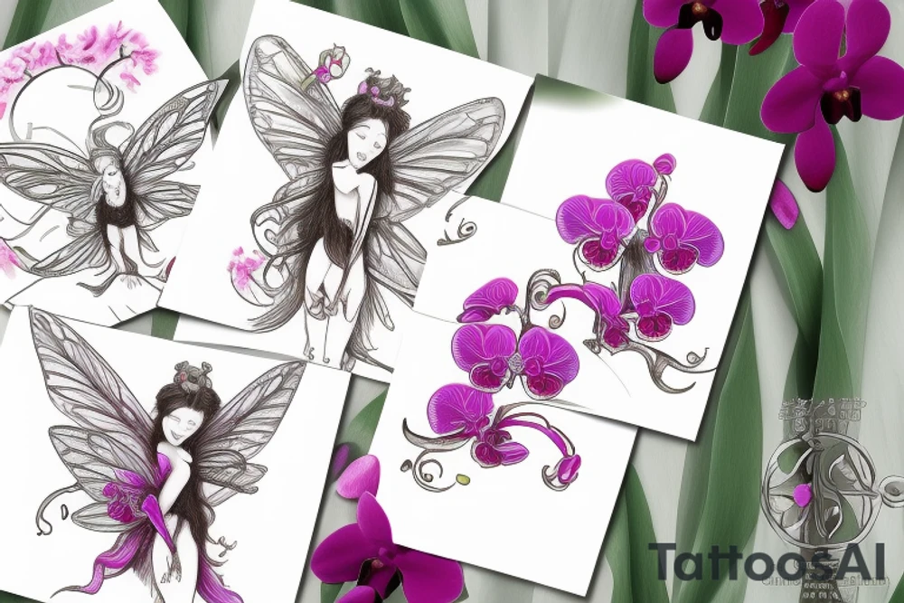 orchid in the form of a fairy tattoo idea