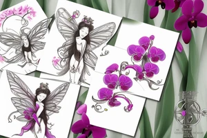 orchid in the form of a fairy tattoo idea