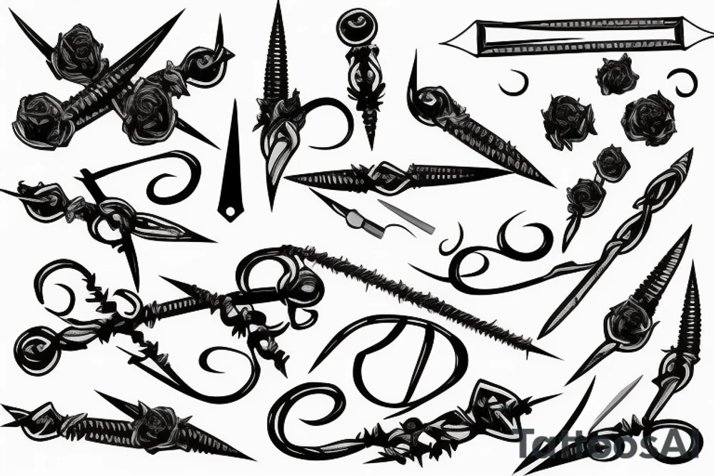 barbed wire with blades tattoo idea