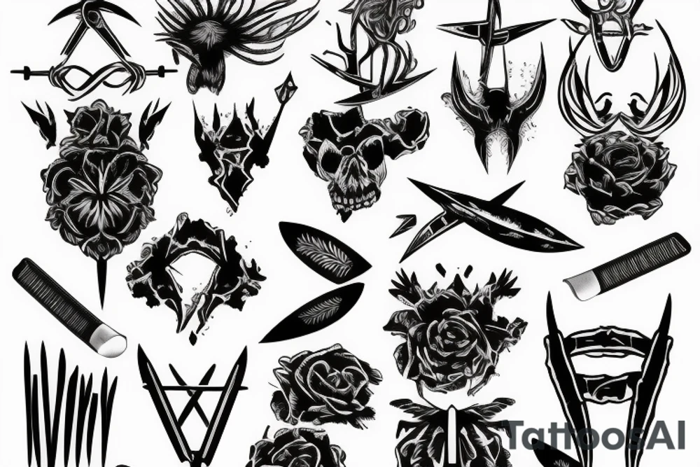 barbed wire with blades tattoo idea