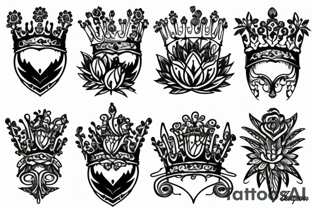 a flower mixed with a crown tattoo idea