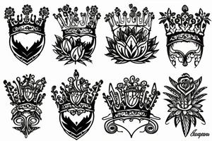 a flower mixed with a crown tattoo idea