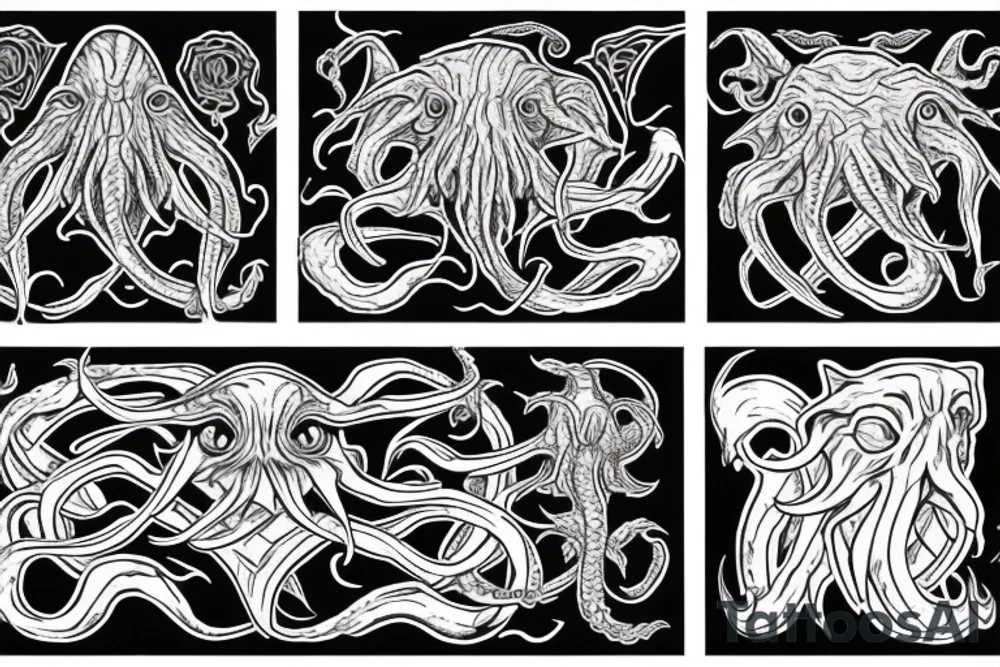 Big Cthulhu destroying ships tattoo idea