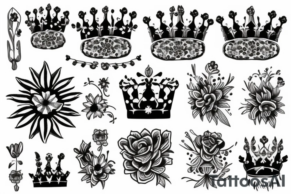 a flower mixed with a crown tattoo idea