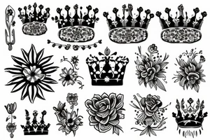 a flower mixed with a crown tattoo idea