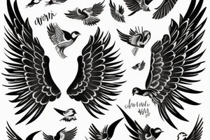 bird with wide opened wings and sparkling tattoo idea