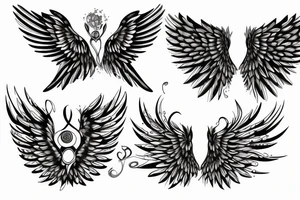 bird with wide opened wings and sparkling tattoo idea