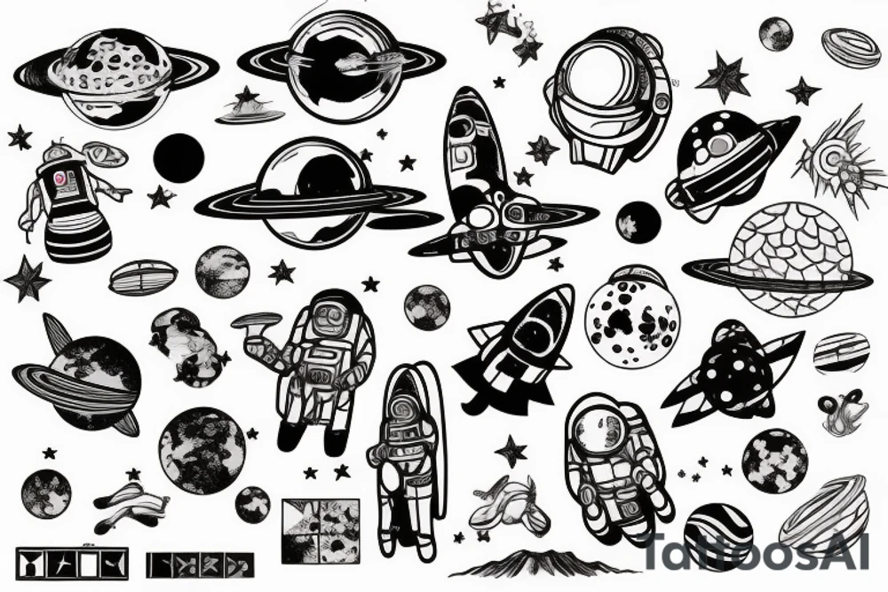 astronaut in galaxy tattoo idea