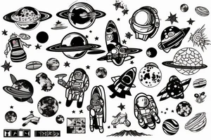 astronaut in galaxy tattoo idea
