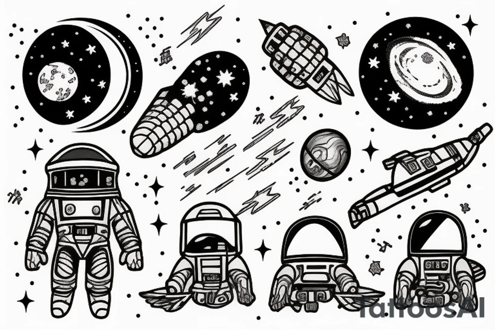 astronaut in galaxy tattoo idea