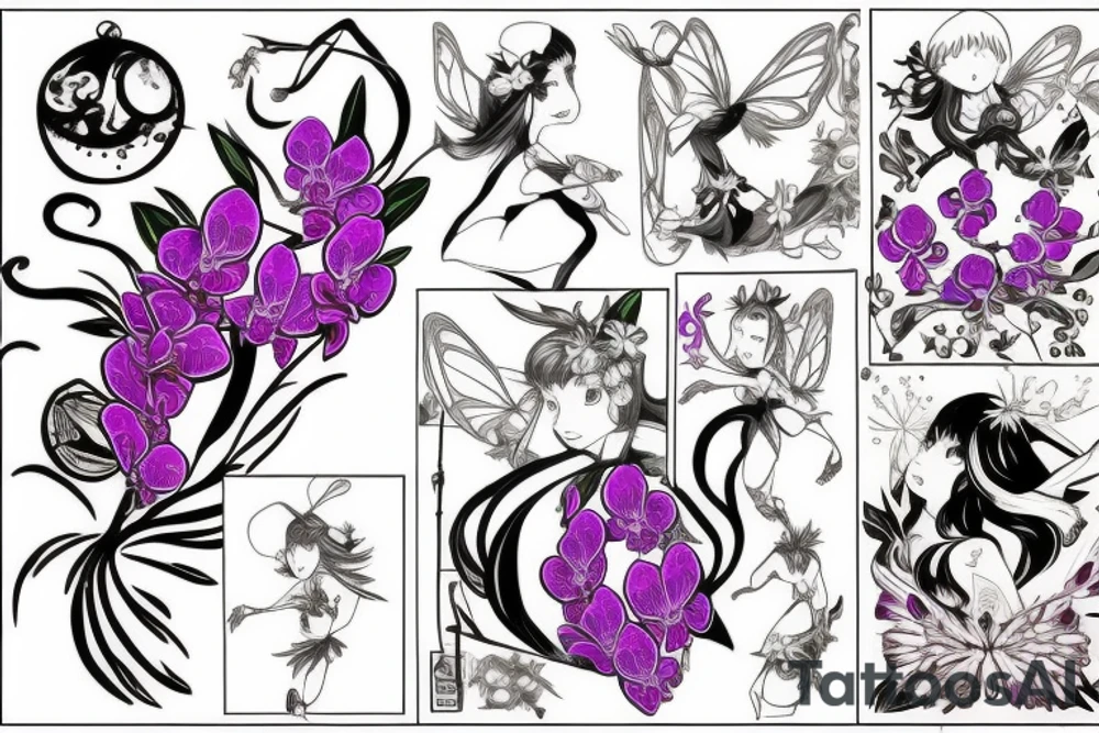 orchid in the fairy form tattoo idea