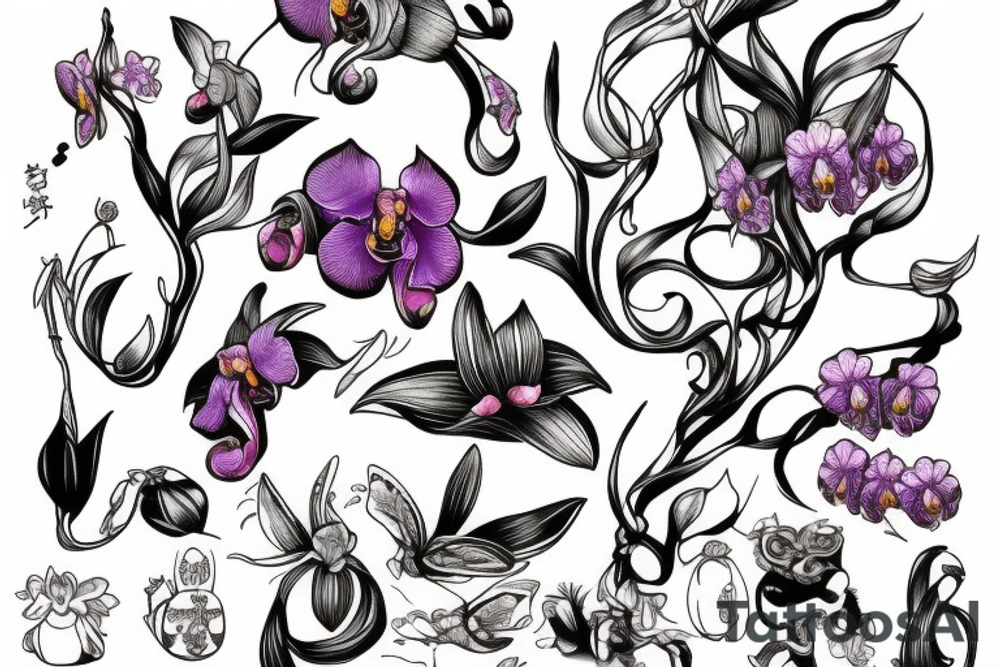 orchid in the fairy form tattoo idea