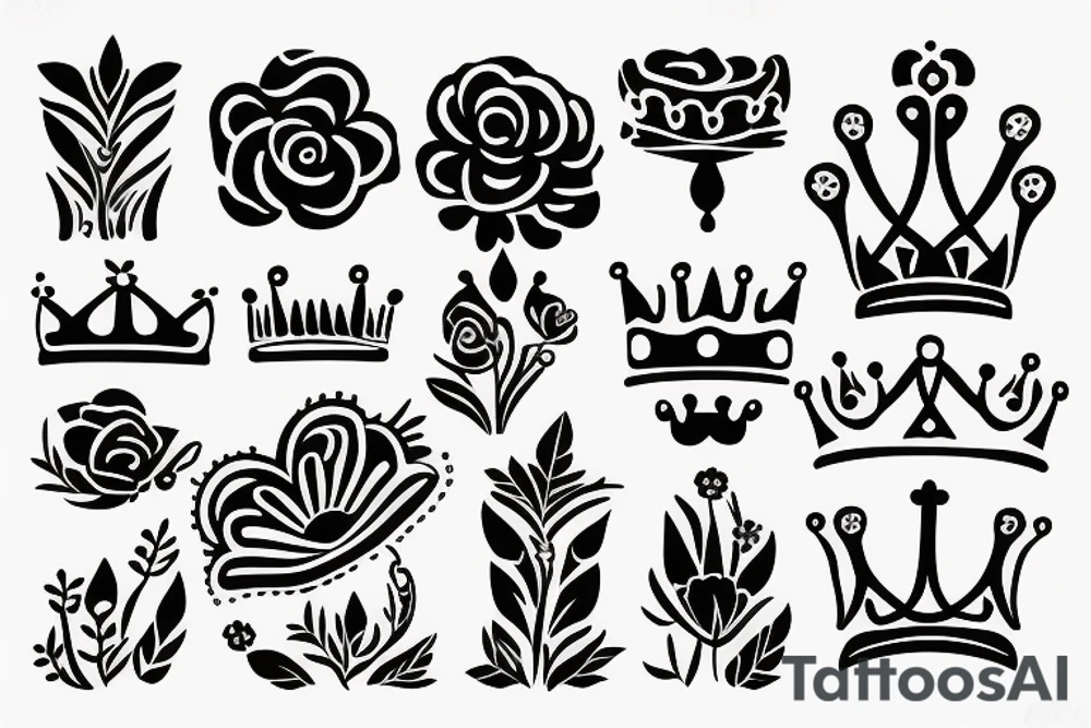a flower mixed with a crown tattoo idea