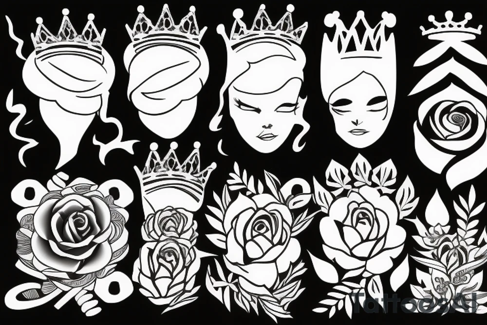 a flower mixed with a crown tattoo idea