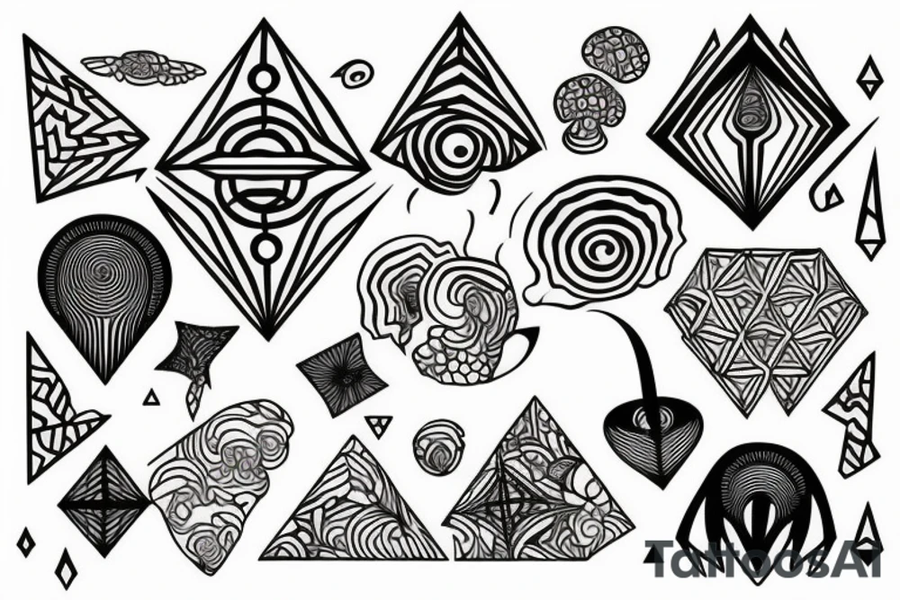 A geometric tattoo inspired by magic mushrooms tattoo idea A geometric tattoo inspired by magic mushrooms tattoo idea