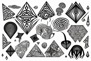 A geometric tattoo inspired by magic mushrooms tattoo idea