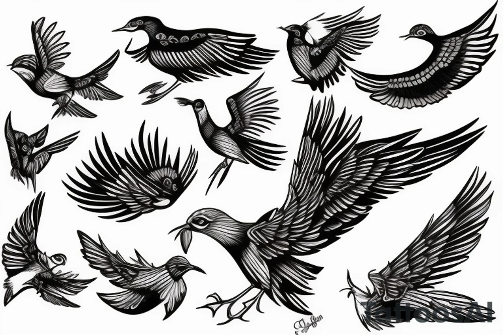 flying bird tattoo idea