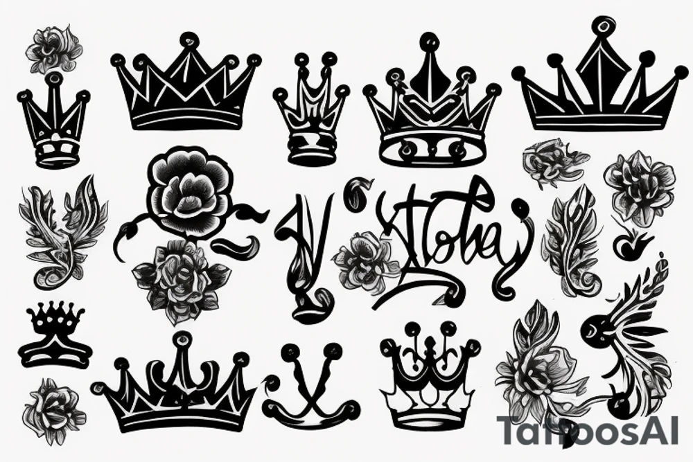 a flower mixed with a king crown tattoo idea