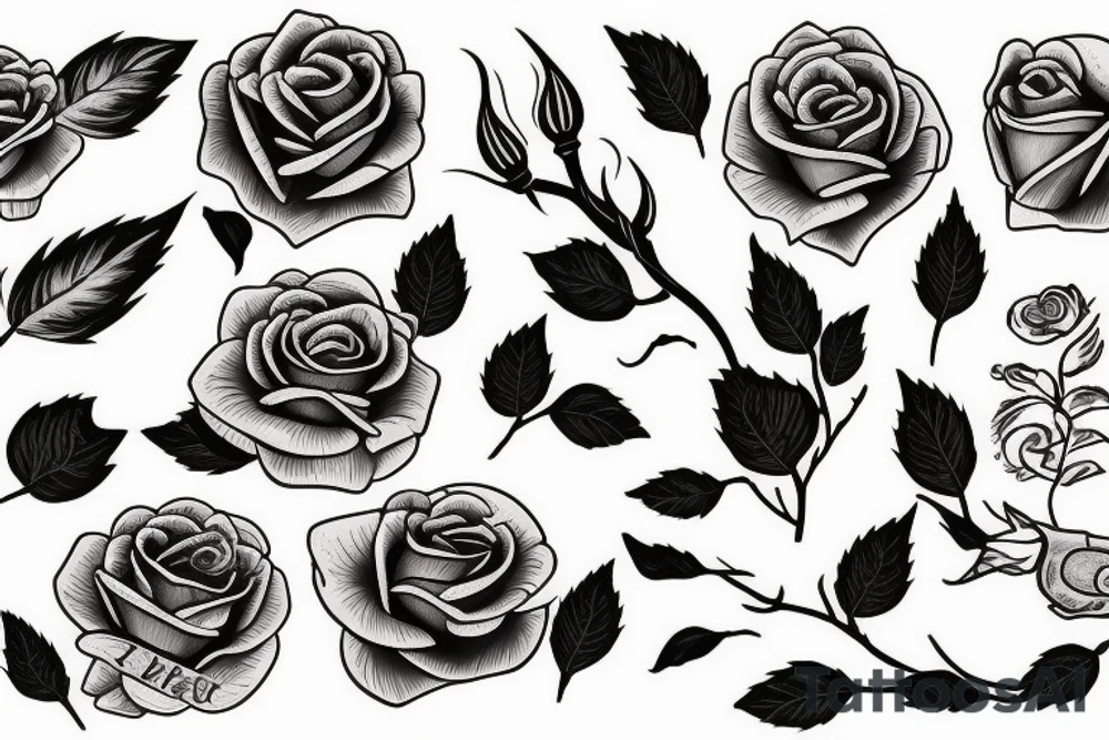 Rose of winds with rose tattoo idea