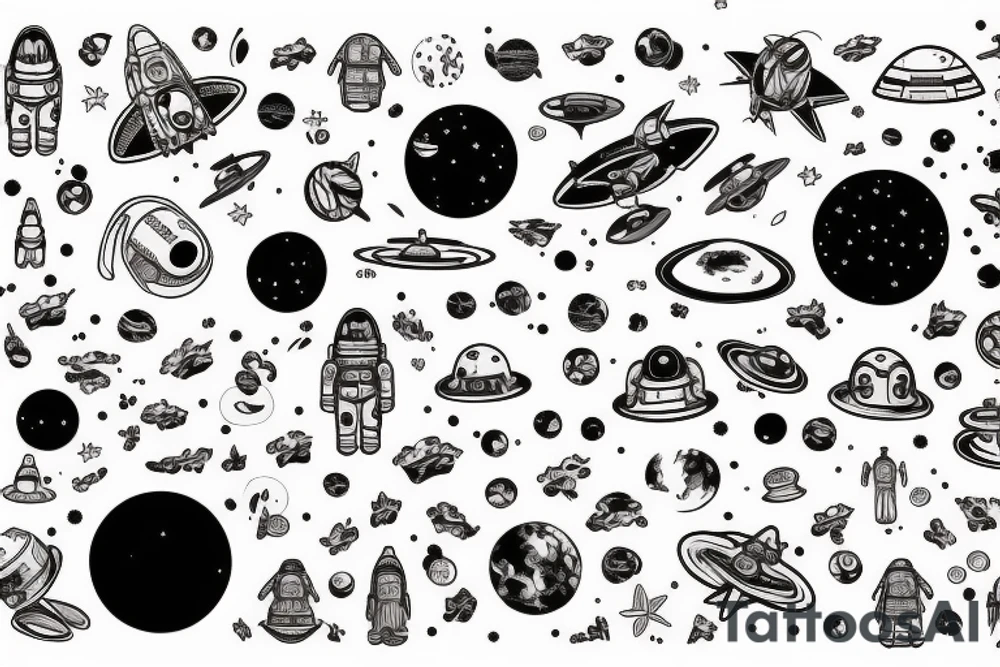 astronaut lost in galaxy tattoo idea