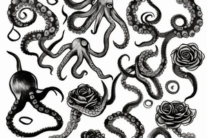 Octopus with roses tattoo idea