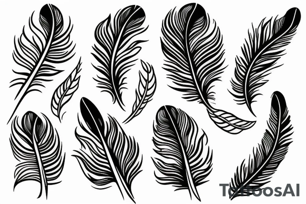 Feather whit flower tattoo idea