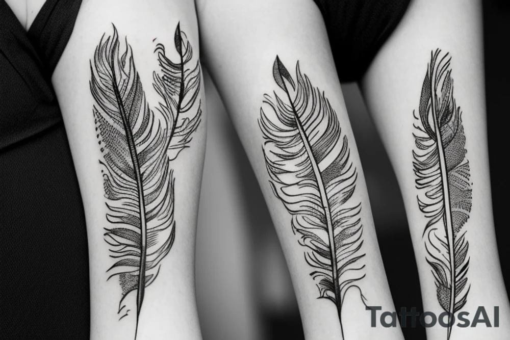 Feather whit flower tattoo idea