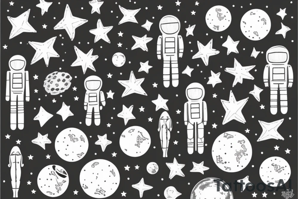 Castor and Pullox constellation and the astronaut around them tattoo idea