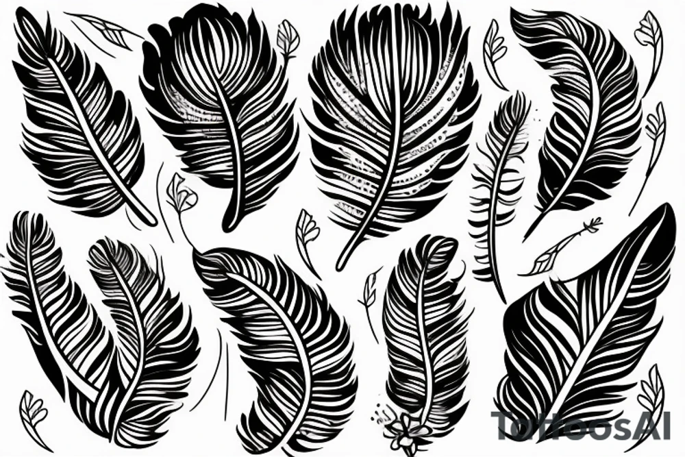 Feather with flowers tattoo idea