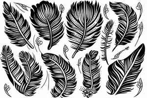 Feather with flowers tattoo idea