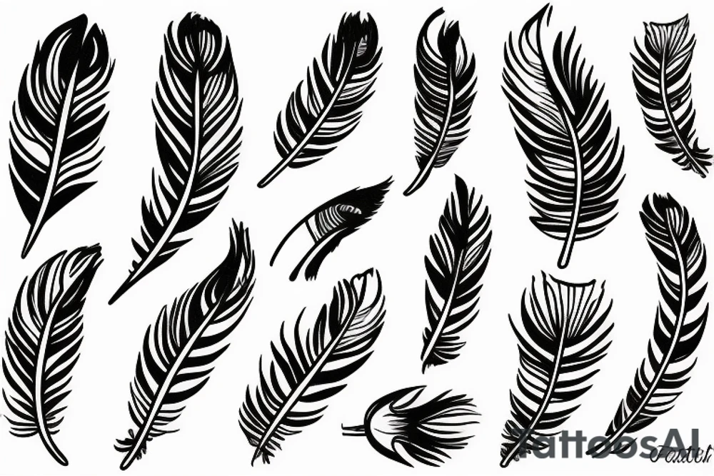 Feather with flowers tattoo idea