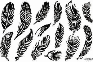 Feather with flowers tattoo idea
