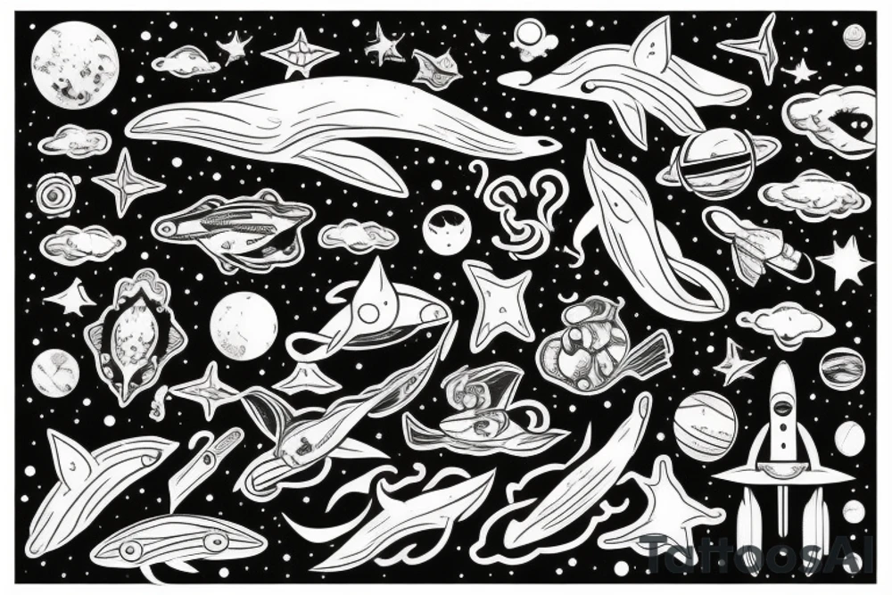 Universe, Space, Whale, UFO tattoo idea
