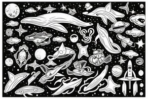Universe, Space, Whale, UFO tattoo idea