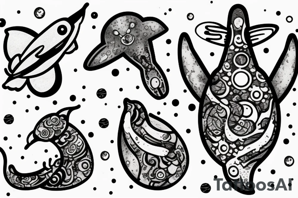 Universe, Space, Whale, UFO tattoo idea