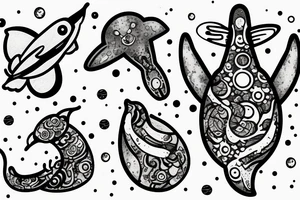 Universe, Space, Whale, UFO tattoo idea