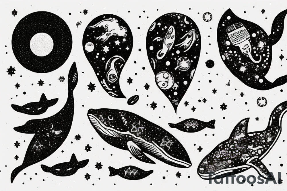 Universe, Space, Whale, UFO tattoo idea