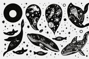 Universe, Space, Whale, UFO tattoo idea