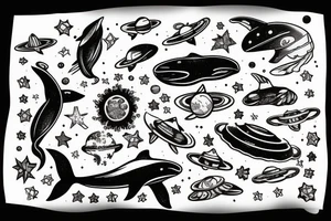 Universe, Space, Whale, UFO tattoo idea