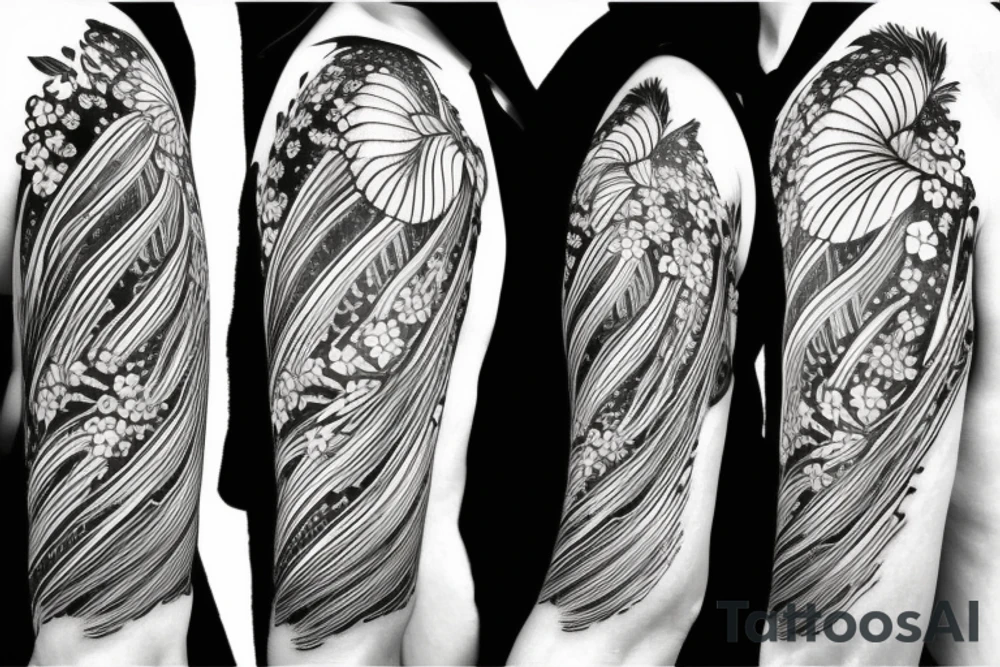 Feather with flowers in it tattoo idea
