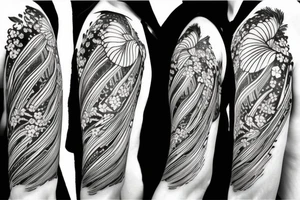 Feather with flowers in it tattoo idea