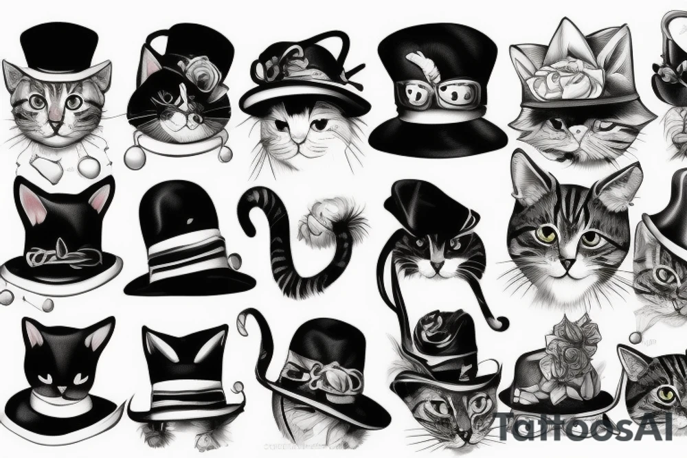 Cat in hats tattoo idea