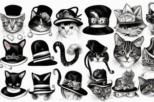 Cat in hats tattoo idea