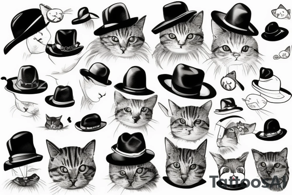 Cat in hats tattoo idea