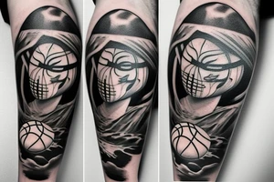 Interesting tattoo with a basketball tattoo idea