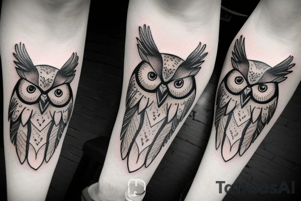 Owl with big ears tattoo idea