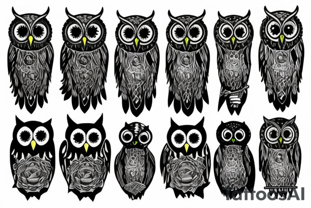 Owl with big ears tattoo idea