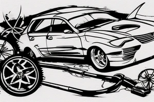 broken Mazda 3 on the background of the speedometer tattoo idea