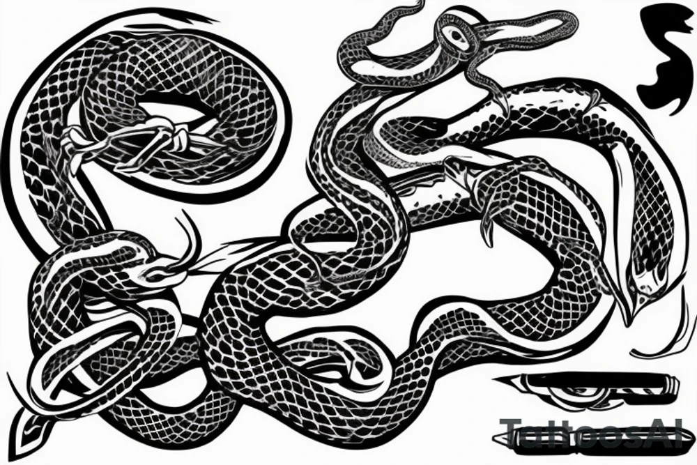 Two Snake twisted to each other tattoo idea