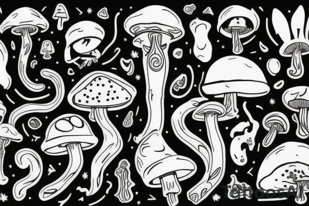 A cat that tripping on magic mushroom tattoo idea